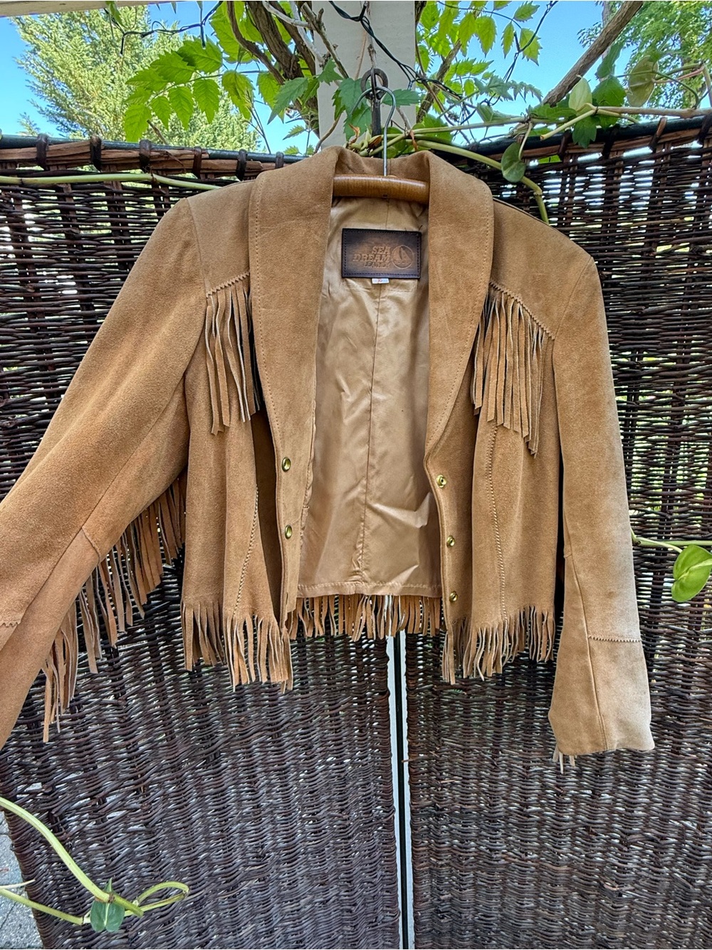 Sea Dream Vintage Leather Fringe Jacket - Vintage Size 10 - Picture 7 of 13